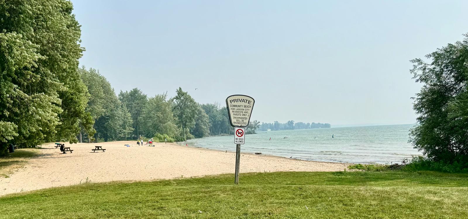 A private beach, parks and lakeside playgrounds